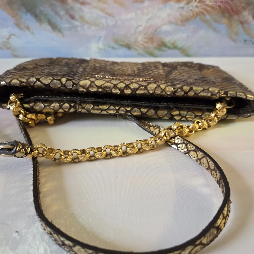 Michael Kors Metallic Snakeskin-Effect Gold Dark Undertone - Picture 13 of 16